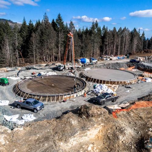  | Two water reservoir tanks base construction project in Langford, BC. The concrete base tolerance capacity is for a tank that holds 1,000,000 gallons water each. | Commercial Concrete Work 