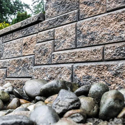 | An Allan Block Wall (Rocky Mountain Blend, Ashlar Pattern) and some beautiful river rock to tie it all in. | Retaining Walls & Borders - Design and Installation 